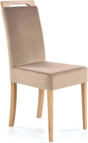 Scaun CLARION, maro/stejar, stofa catifelata/lemn, 42x58x97 cm
