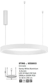 Lustra LED suspendata design circular STING White 80cm