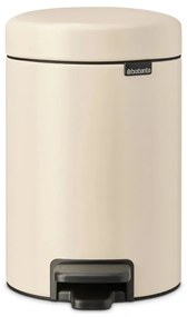 Cos de gunoi cu pedala Brabantia NewIcon 1005523, 3 L, Inchidere lina, Baza antiderapanta, Bej