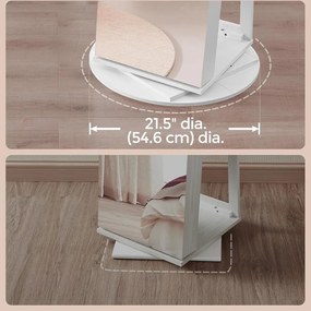 Oglindă cu suport și spațiu pentru bijuterii CHANTAL, 54,5×54,5×162 cm, albă SongmicsHome