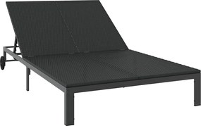 vidaXL Șezlong 1-persoană Negru 206 x 62.5 x 74 cm poliratan