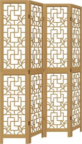 vidaXL Paravan de cameră cu 4 panouri, maro, lemn masiv paulownia