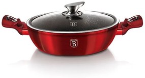 Tavă rotunda cu capac si suprafaţă de marmură, vișiniu,24 cm