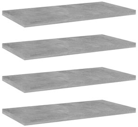 vidaXL Plăci bibliotecă, gri beton, 4 buc, 40 x 20 x 1,5 cm, PAL