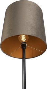 Lampă de podea neagră cu abajur din catifea taupe și auriu 40 cm - Simplo