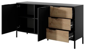 Comodă Rastafa 2D3S (Stejar artisan + Negru). 1071379