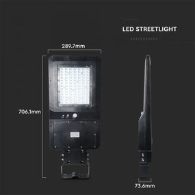 Lampă stradală solară LED cu senzor, 40W, 9,6V, IP65, 4000K + telecomandă