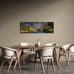 Tablou peisajului cu lac (cu ceas) (90x30 cm)
