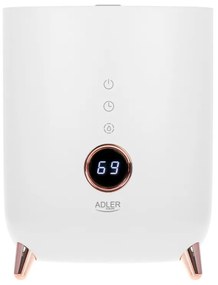 Umidificator de aer Adler AD 7972, Pana la 35m2, 4l, 150-300 ml/ora, Ultrasunete, Display LED, Higrometru, Timer, Alb