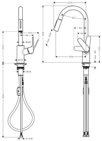 Baterie de bucatarie Hansgrohe, Focus M41 240, pipa extractibila, negru mat