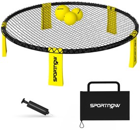 SPORTNOW Set joc mini-volei de exterior cu filet, 3 mingi și pompă, portabil cu sac de transport galben | Aosom Romania