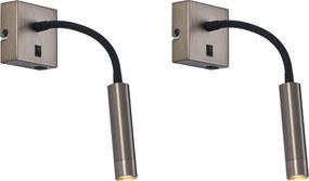 Set de 2 aplice moderne Gunmetal cu USB-C - Gosna