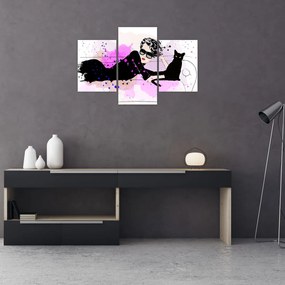 Tablou - Femeia cu pisică neagră (90x60 cm)