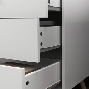 HOMCOM Comodă 3 sertare Design scandinav Mobilier de Depozitare Camera MDF Alb mânere picioare conice Lemn Masiv de pin | Aosom Romania
