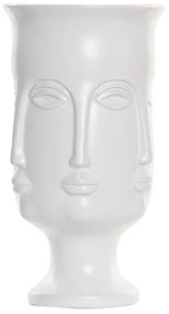 Vaza Faces din ceramica, alb, 15x26 cm