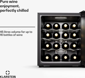 Klarstein Silent Vino 16 Uno, Frigider pentru vin, 1 zona / 16 sticle