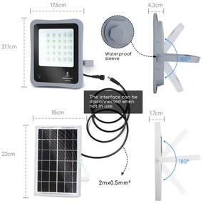 Proiector LED solar dimabil Aigostar LED/30W/3,2V IP67 + telecomandă