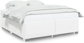 vidaXL Cadru de pat, alb, 200x200 cm, piele ecologică