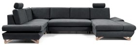 Colțar extensibil tapițat AVESTA, tip U, cu spațiu de depozitare, antracit