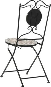 Scaun de exterior din fier forjat, cu design mozaic ceramic, stil mediteraneean, "Tesera"