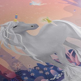 Tablou - Unicorn în pădurea fermecată (cu ceas) (90x30 cm)