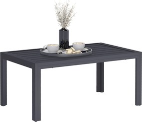 Outsunny Masă joasă de grădină, masă auxiliară de terasă dreptunghiulară, cadru din oțel, blat cu lamele, 101,5 x 61 x 46 cm, gri | Aosom Romania