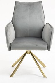 HR280 BAZĂ STEA Scaun Gray din Catifea cu Bază Aurie