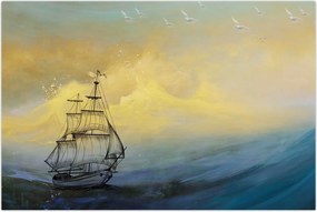 Tablou - Pictură barcă pe mare (90x60 cm)
