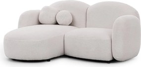 Colțar crem cu tapițerie din țesătură bouclé (cu colț pe partea stângă/cu șezlong) Orbit – Ropez