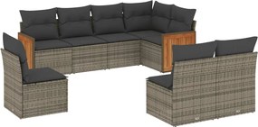 vidaXL Set canapele de grădină cu perne, 8 piese, gri, poliratan