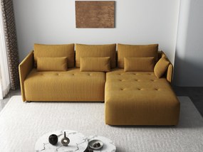 Colțar extensibil dumonde cu ladă de depozitare si sezut confortabil din spuma high-density, Malta Zoom Mustar 235x185 cm