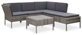 48942 vidaXL Set mobilier de grădină cu perne, 6 piese, gri, poliratan