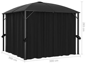 Pavilion cu perdele, antracit, 300 x 300 x 265 cm