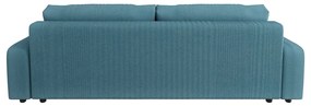 Canapea turcoaz extensibilă, cu spațiu de depozitare, cu tapițerie din catifea reiată 234 cm Sara – Ropez