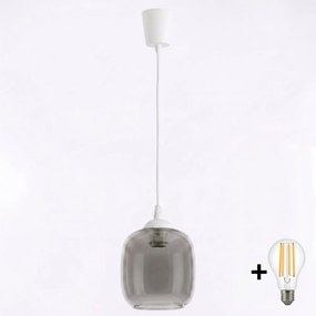 Brilagi - Lustru LED suspendat cu cablu RETRO GLASS 1xE27/60W/230V Ø 14 cm alb/gri fumuriu