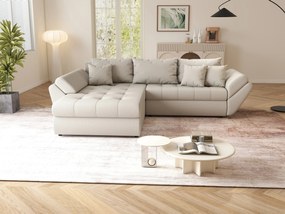 Colțar extensibil dumonde cu ladă de depozitare si sezut confortabil din spuma high-density, Loana Enjoy Bej 270x185 cm