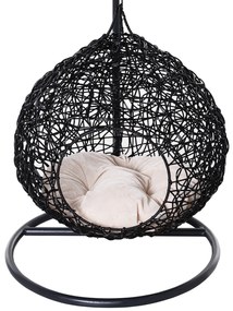 PawHut Cusca Hamac pentru Pisici in PE Rattan cu Perna din Lin si Bumbac Φ60 x 110cm