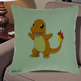 Perna Personalizata Charmander Pokemon, 40x40 cm, Verde, Husa Detasabila, Perna Inclusa, BEKZ®