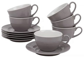 Set servire ceai sau cafea, 12 piese, 6 persoane, gri, Linea