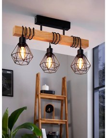 Lustră neagră/în culoare naturală TOWNSHEND 5 – EGLO