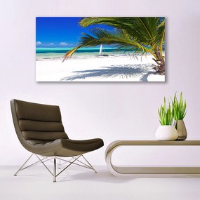 Tablou pe panza canvas Palm Beach Peisaj Alb Brun Verde