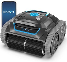Robot curatare piscine fara fir Wybot S1, 80W, Li-Ion 6400 mAh, Pana la 120 m², 6 moduri, SMART, Autonomie pana la 200 min, Auto-parcare, Auto-revers, IPX8, Negru