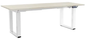 Masă înălțime reglabilă OfficeTech Strong 200 x 80 cm, picioare albe, frasin alb