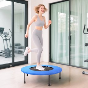 HOMCOM Trambulină Fitness Ø81 cm, Trambulină din Oțel cu Protecție de Margine și 28 de Arcuri pentru Exerciții în Interior și Exterior, Suportă 100 kg, 81x81x22,5 cm, Negru și Albastru | Aosom Romania