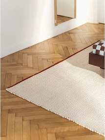 Covor roșu/bej țesut manual din lână 140x200 cm Lenu – noo.ma