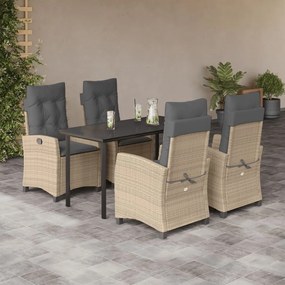 vidaXL Set mobilier pentru grădină, 5 piese, cu perne, bej, poliratan