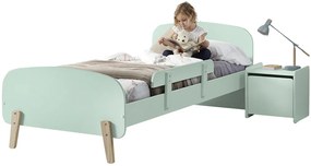 Set KIDDY în verde mentă format dintr-un Pat copii (90x200) cu noptieră și bară de siguranță.