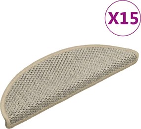 vidaXL Covorașe scări autoadezive 15 buc. verde 56x17x3cm aspect sisal