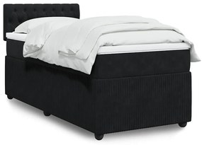 vidaXL Pat box spring cu saltea, negru, 80x200 cm, catifea