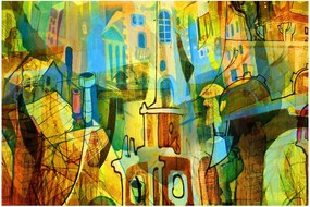 Tablou - Arhitectură, abstractizare cubistă (90x60 cm)